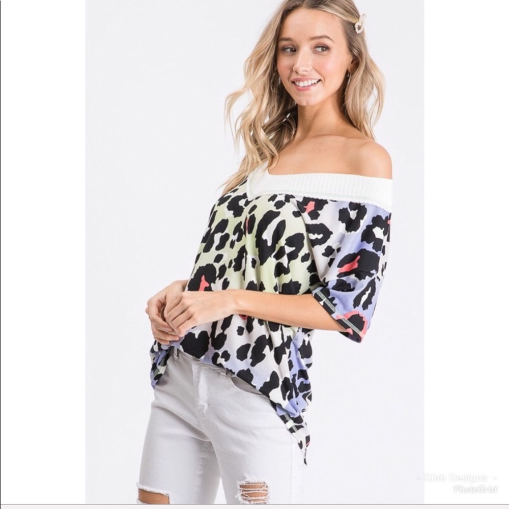 ❤️LAST 2! Animal Print Contrast Band V Neck Top! - Picture 6 of 8